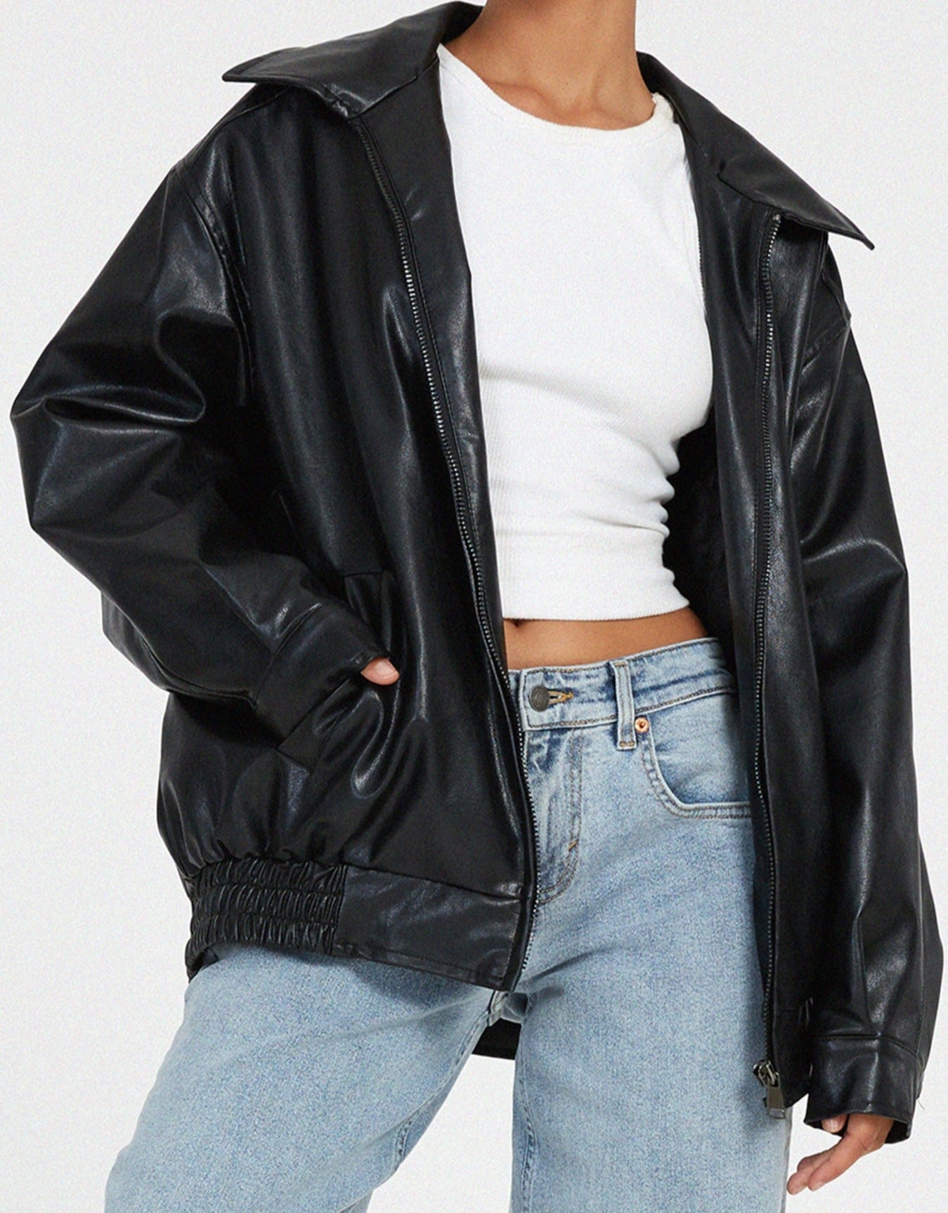 Paloma Oversized Leather Bomber Jacket