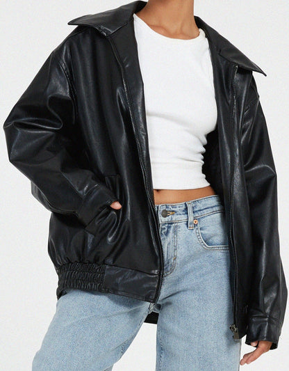 Paloma Oversized Leather Bomber Jacket