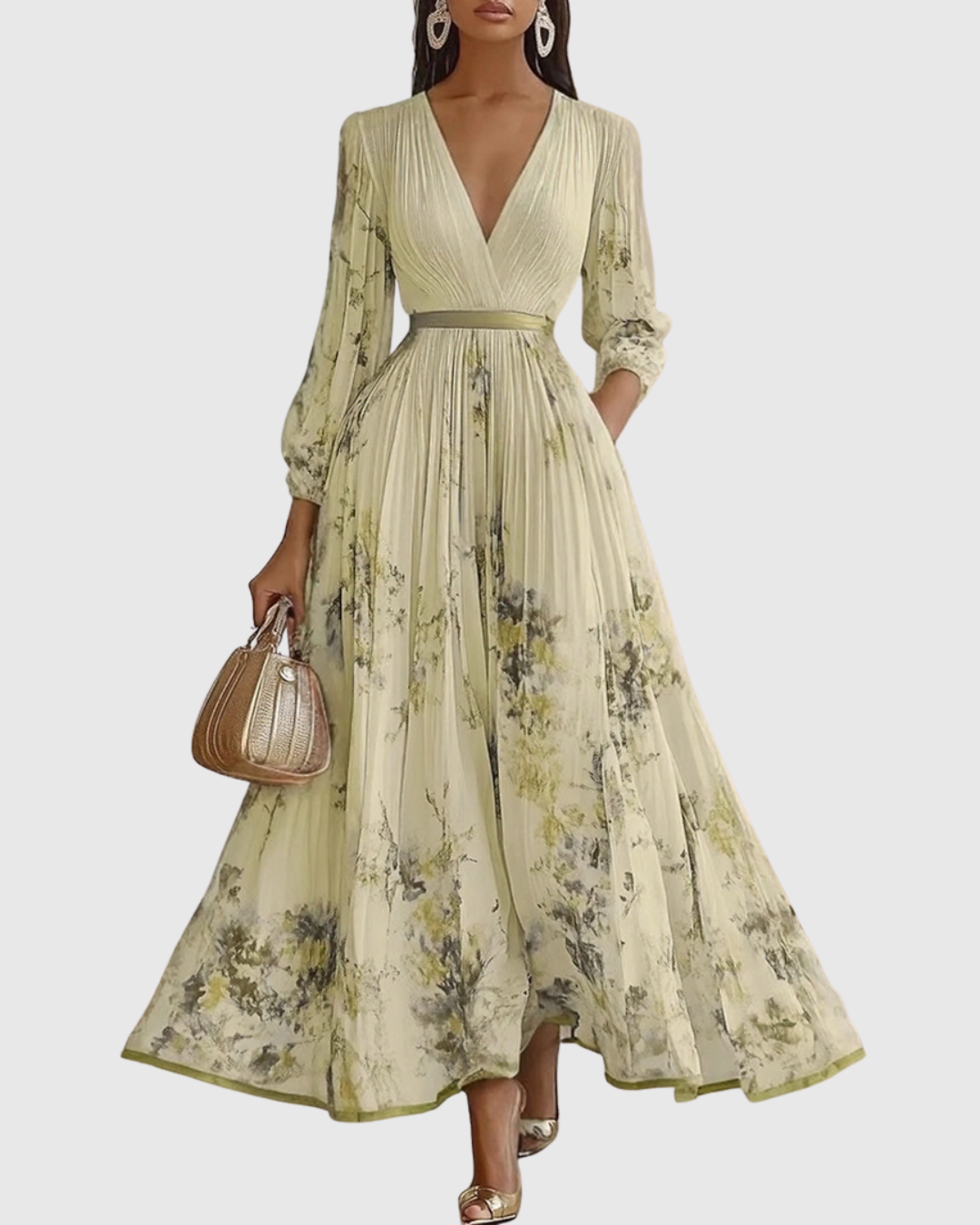 Calyra Elegant Pleated Maxi Dress for Women