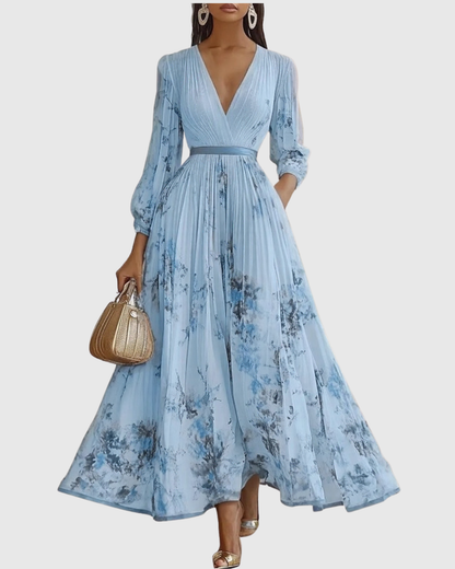Calyra Elegant Pleated Maxi Dress for Women