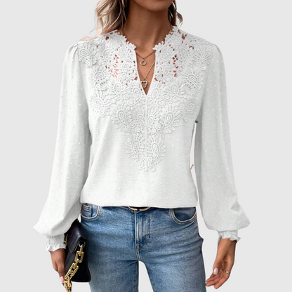 Scalloped Lace Floral Blouse