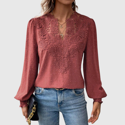 Scalloped Lace Floral Blouse