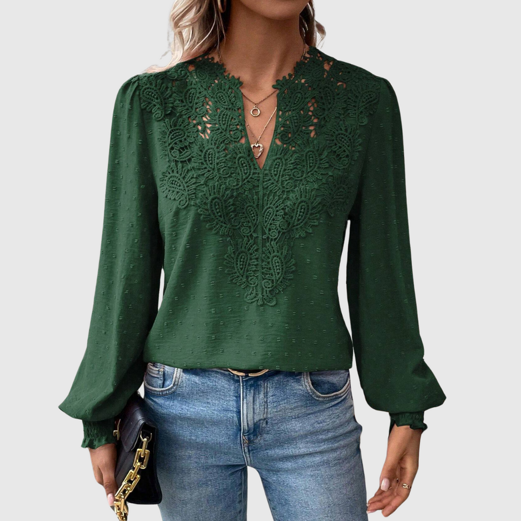 Scalloped Lace Floral Blouse