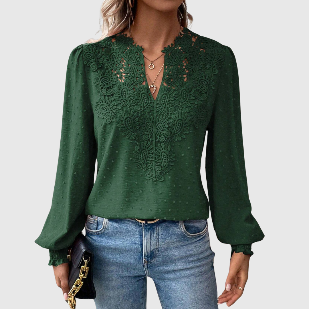 Scalloped Lace Floral Blouse