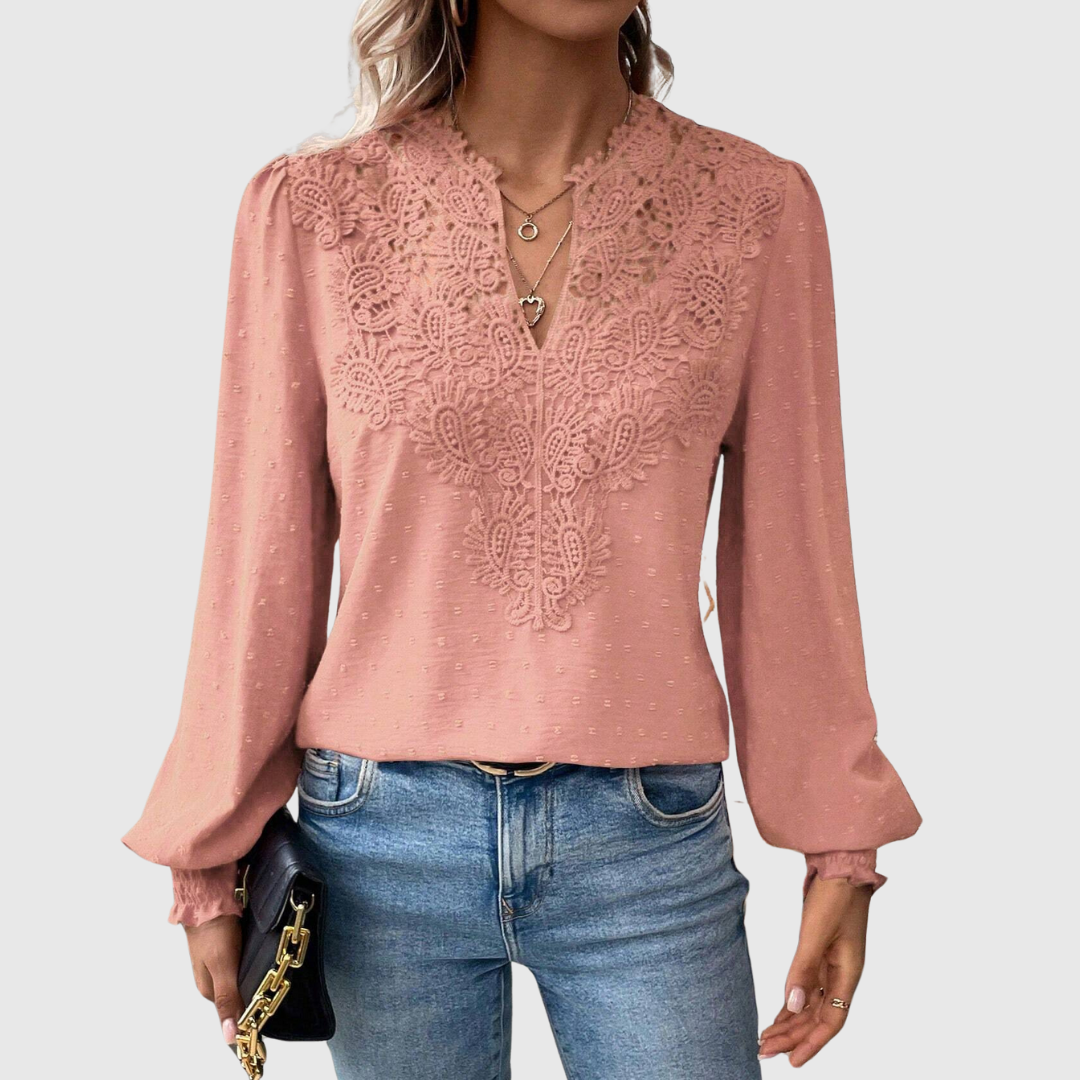 Scalloped Lace Floral Blouse