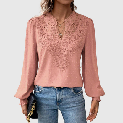 Scalloped Lace Floral Blouse