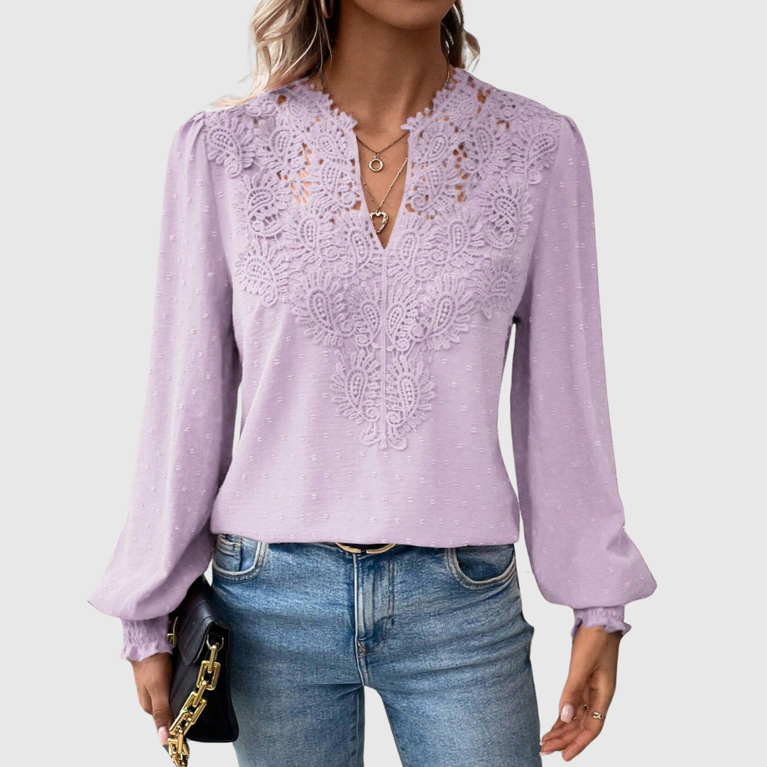 Scalloped Lace Floral Blouse