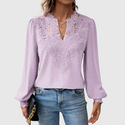 Scalloped Lace Floral Blouse
