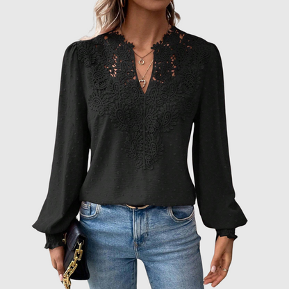 Scalloped Lace Floral Blouse