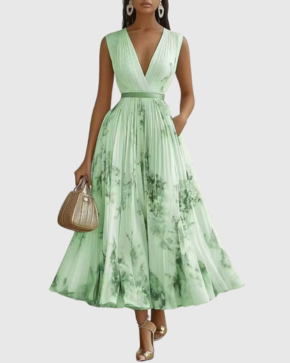 Calyra Elegant Pleated Maxi Dress for Women