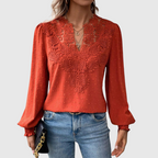 Scalloped Lace Floral Blouse