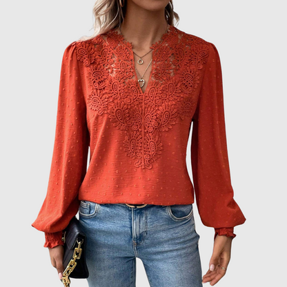 Scalloped Lace Floral Blouse