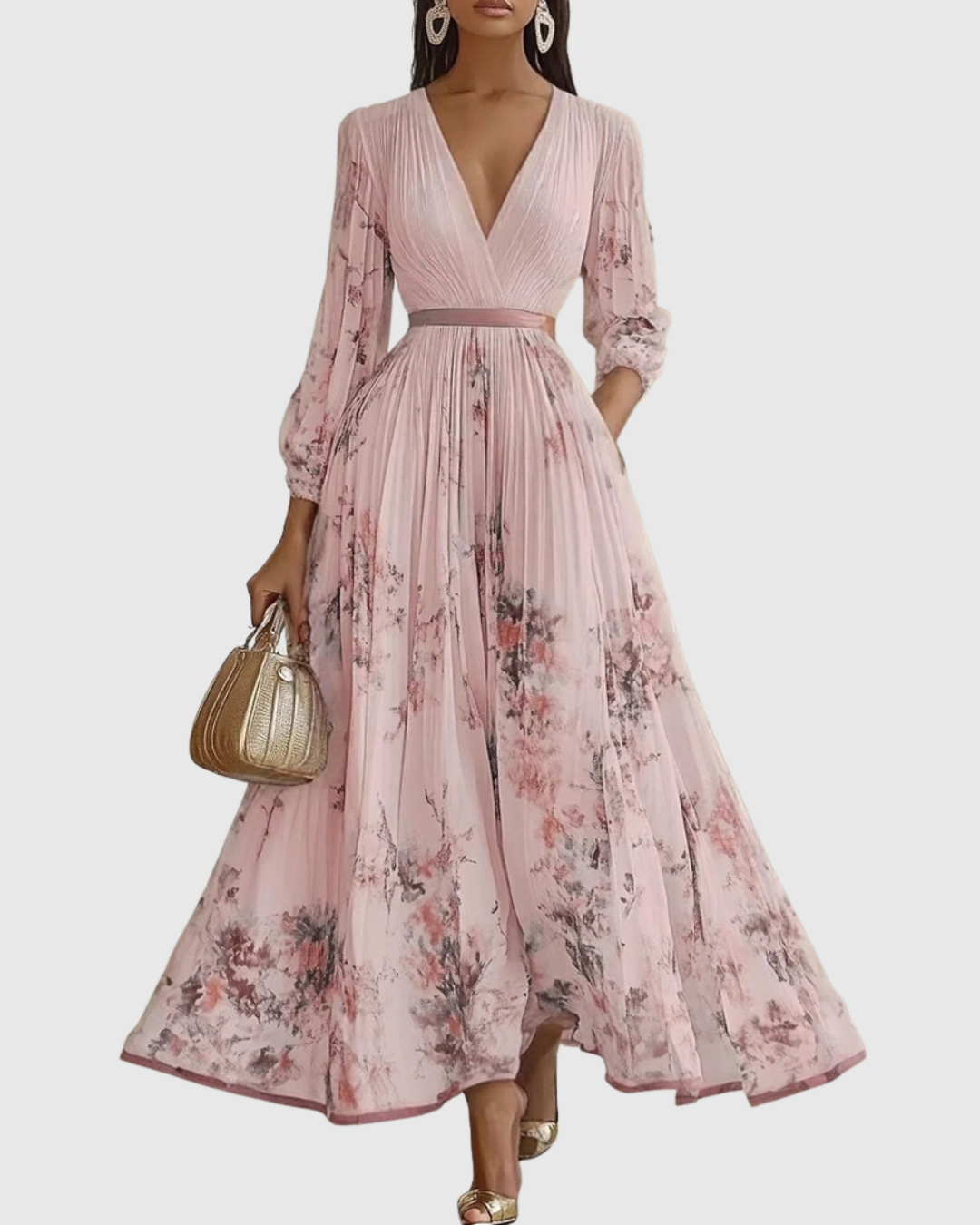 Calyra Elegant Pleated Maxi Dress for Women