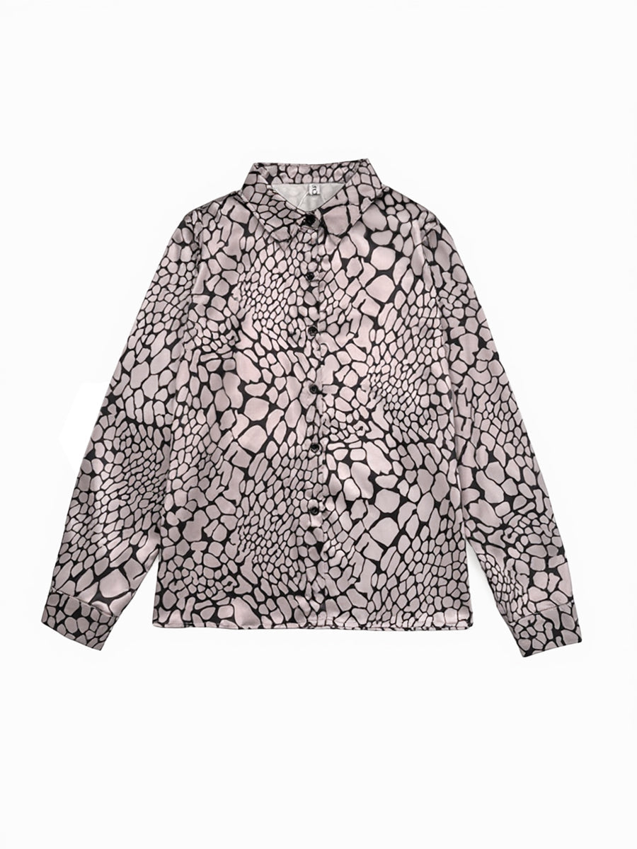 Colette Snakeskin Print Button-Up Blouse