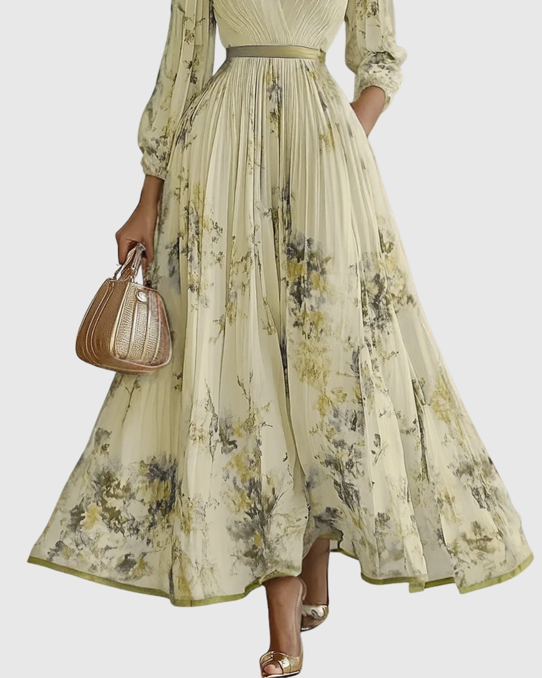 Calyra Elegant Pleated Maxi Dress for Women
