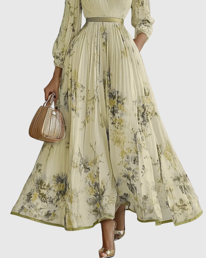 Calyra Elegant Pleated Maxi Dress for Women