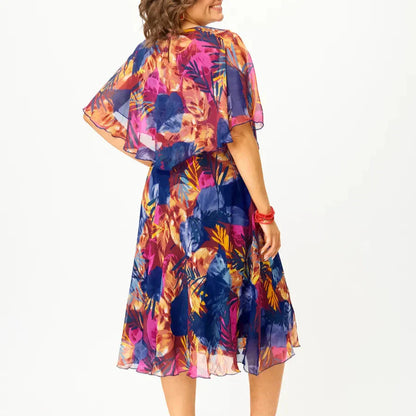 Juliette Chiffon Wrap Midi Cocktail Dress