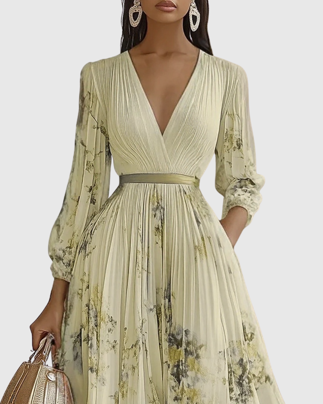Calyra Elegant Pleated Maxi Dress for Women