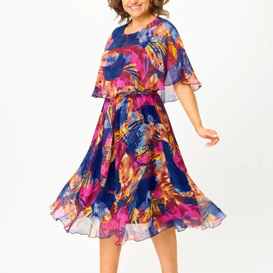 Juliette Chiffon Wrap Midi Cocktail Dress