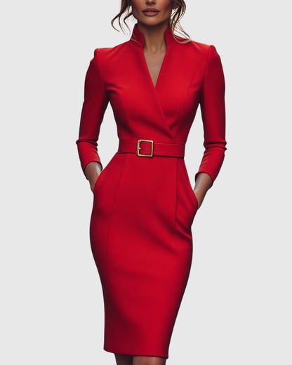 Elowara Elegant Midi Dress for Women