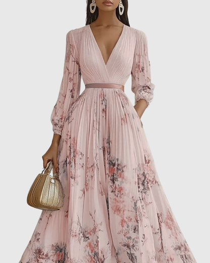 Calyra Elegant Pleated Maxi Dress for Women