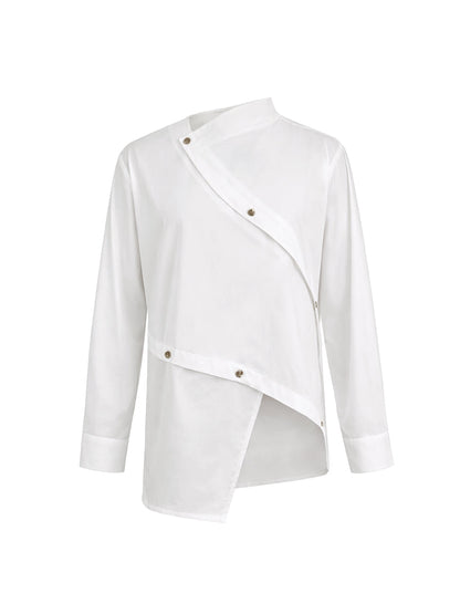 Odette Long Sleeve Asymmetric Button-Front Blouse