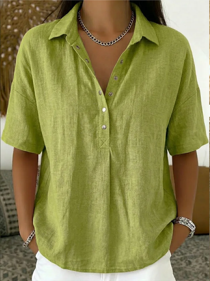 Hailey Polished Collared Button-Up Blouse