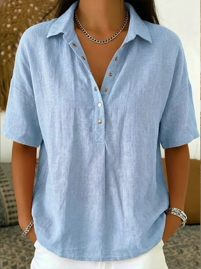 Hailey Polished Collared Button-Up Blouse