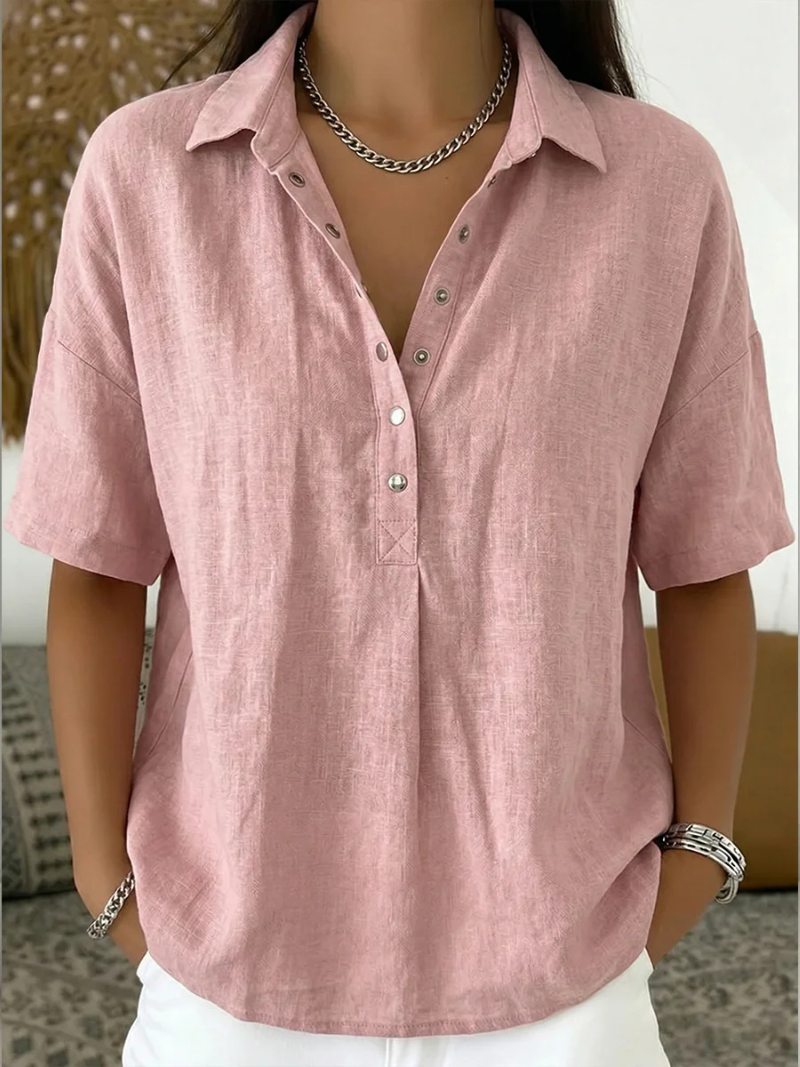 Hailey Polished Collared Button-Up Blouse