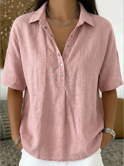 Hailey Polished Collared Button-Up Blouse