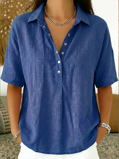 Hailey Polished Collared Button-Up Blouse