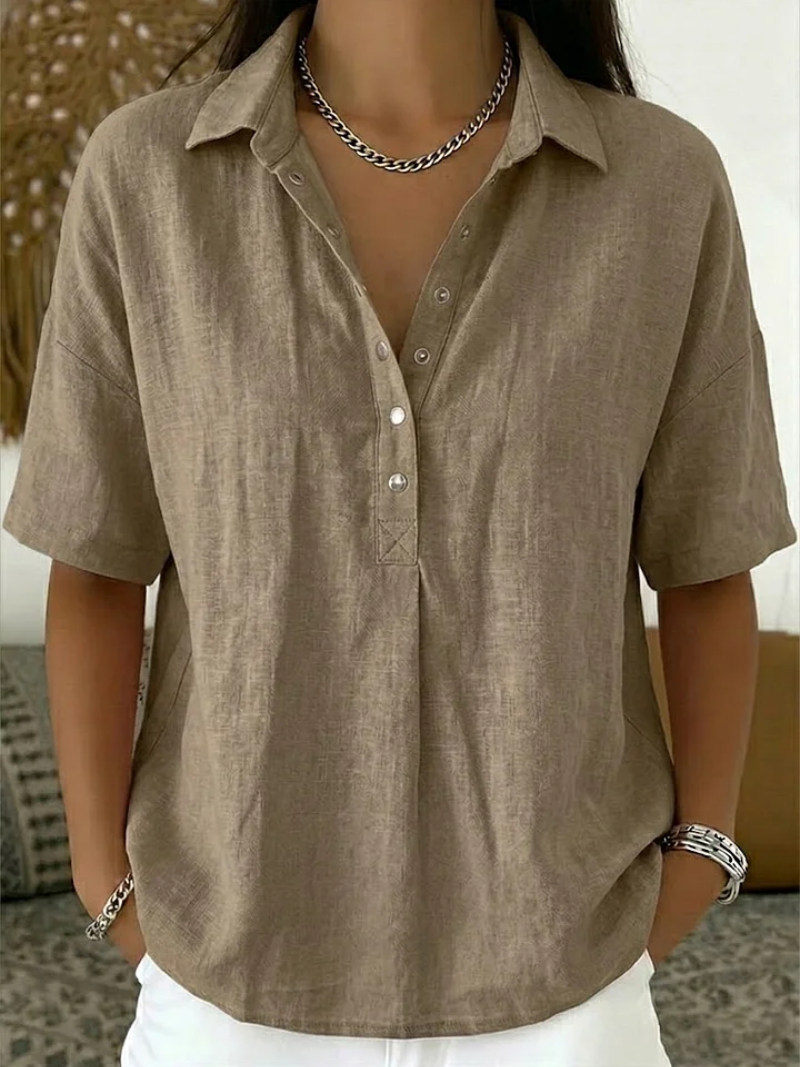 Hailey Polished Collared Button-Up Blouse