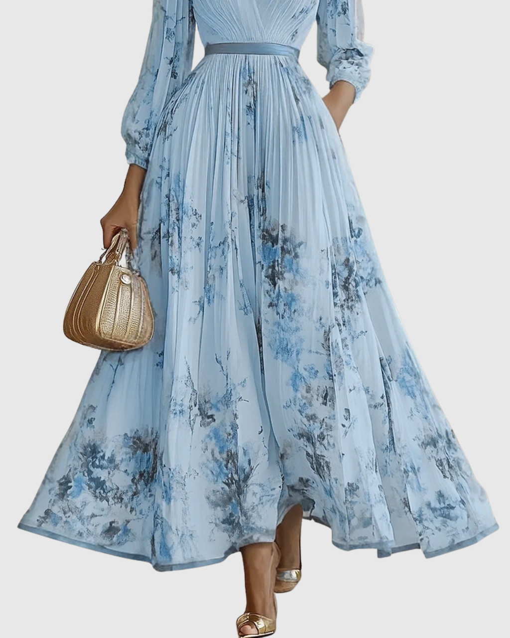 Calyra Elegant Pleated Maxi Dress for Women