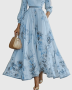 Calyra Elegant Pleated Maxi Dress for Women