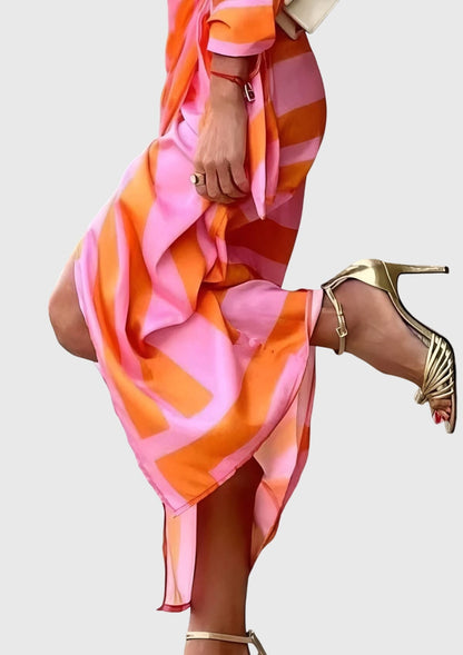 Fiona Printed Wrap Midi Dress