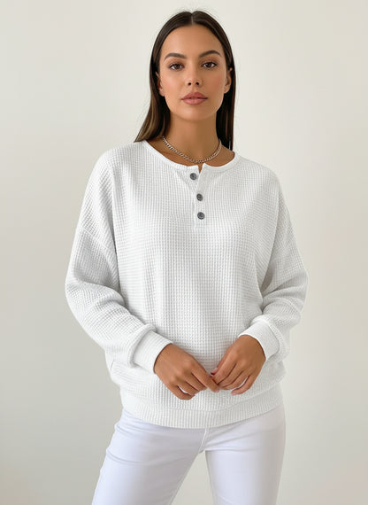 Riana Cozy Waffle Knit Henley