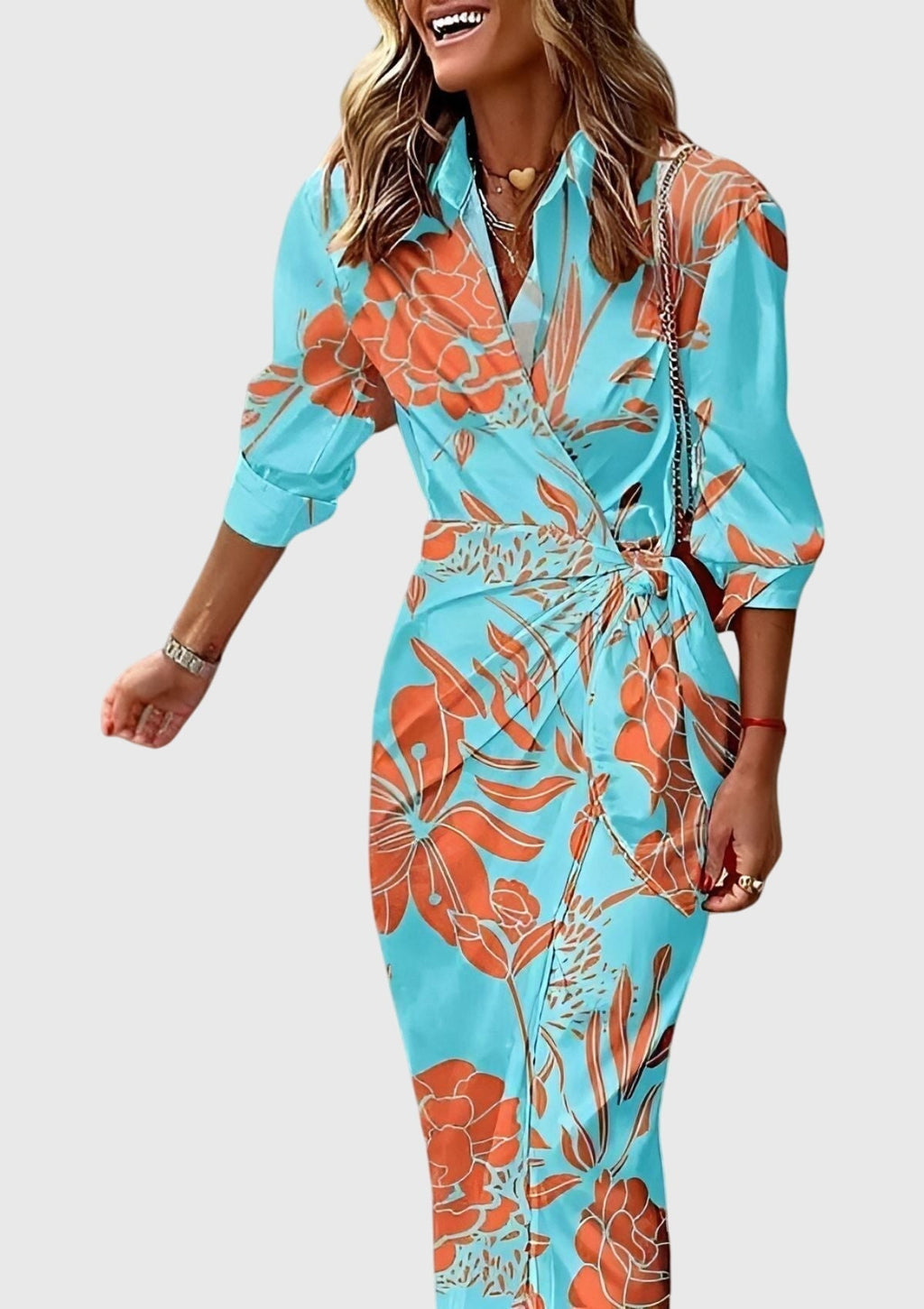 Fiona Printed Wrap Midi Dress