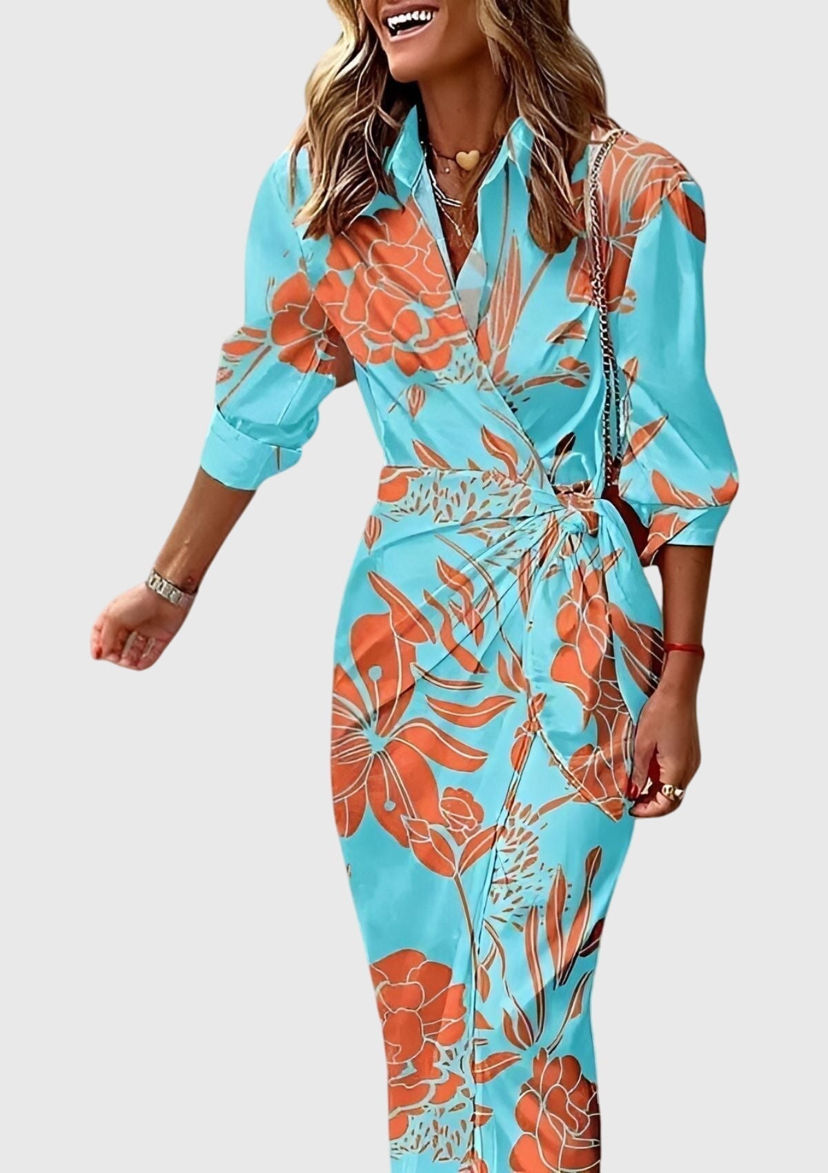 Fiona Printed Wrap Midi Dress