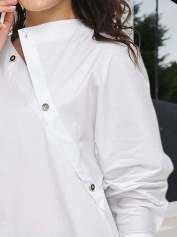Odette Long Sleeve Asymmetric Button-Front Blouse