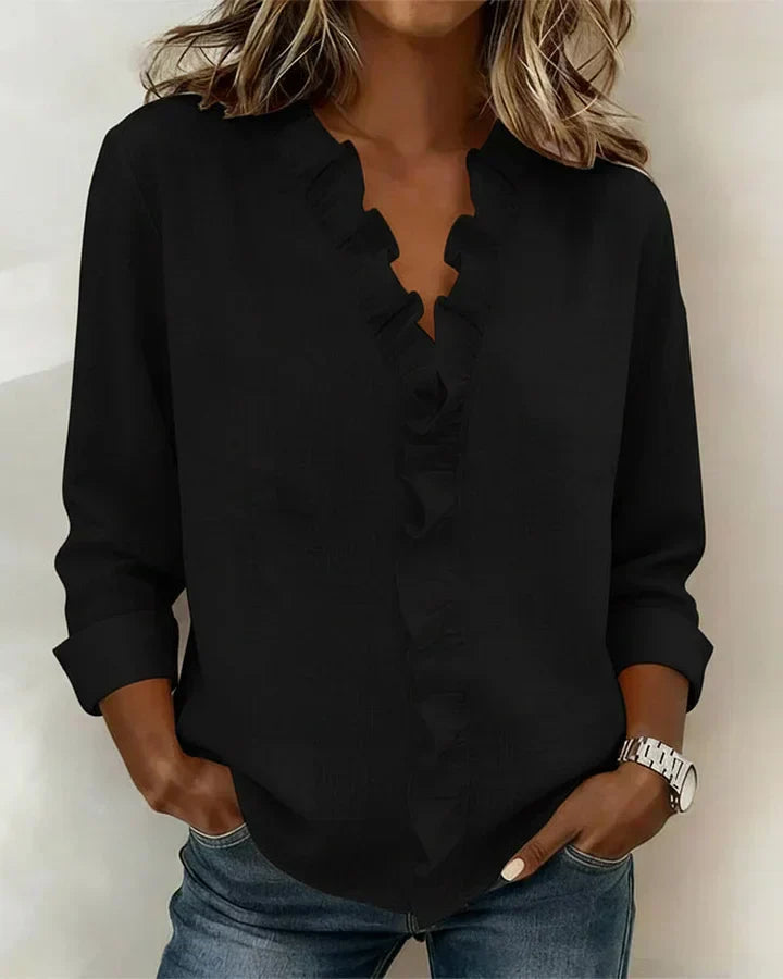 Riley Chic V-Neck Long Sleeve Blouse