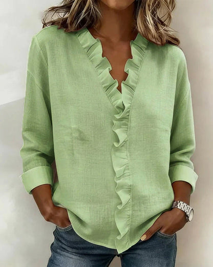 Riley Chic V-Neck Long Sleeve Blouse