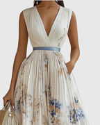 Calyra Elegant Pleated Maxi Dress for Women