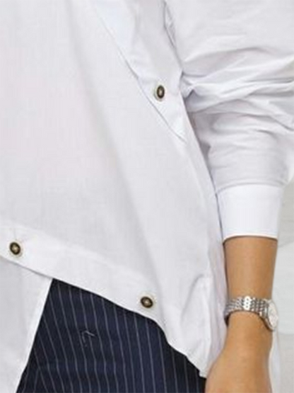 Odette Long Sleeve Asymmetric Button-Front Blouse