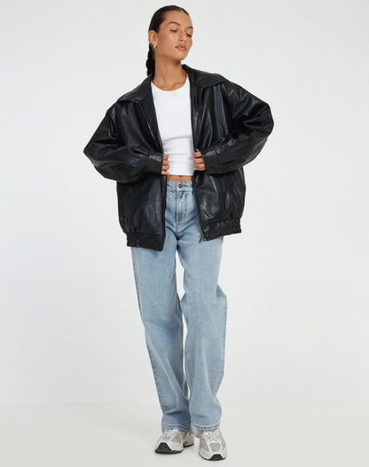 Paloma Oversized Leather Bomber Jacket