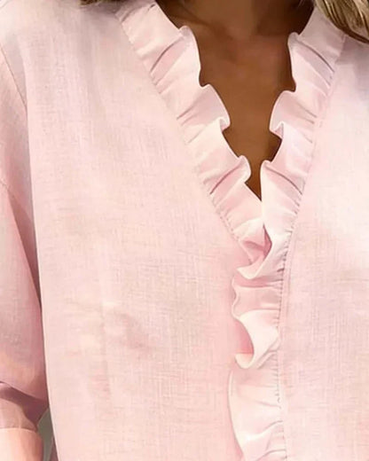 Riley Chic V-Neck Long Sleeve Blouse