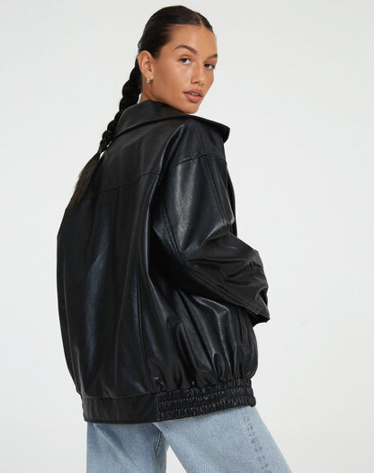 Paloma Oversized Leather Bomber Jacket
