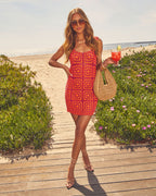 Patchwork Crochet Mini Cover Up Dress
