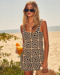 Patchwork Crochet Mini Cover Up Dress