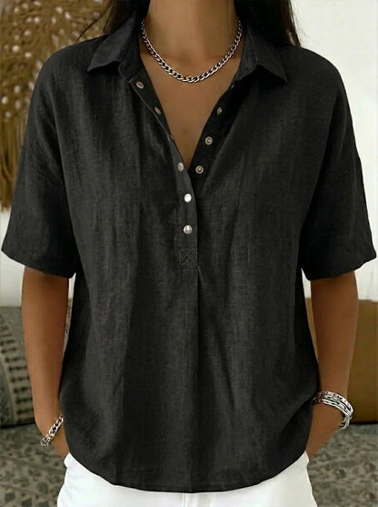 Hailey Polished Collared Button-Up Blouse