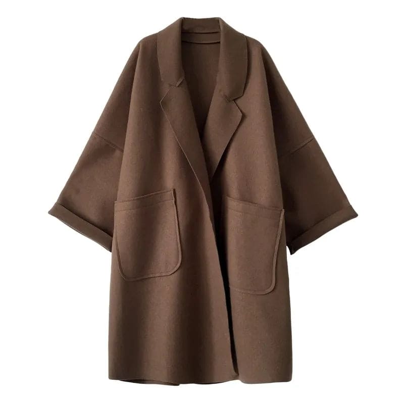 Brown coat with wide sleeves on a white background